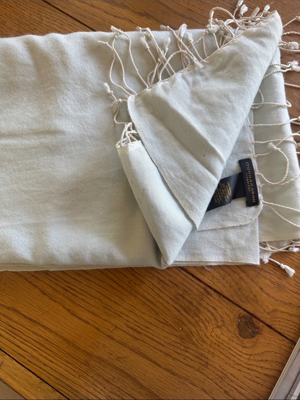 Donna Karan Pale Blue Fringe pashmina wrap